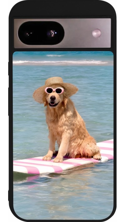 Google Pixel 8a Case Hülle - Silikon schwarz Summer Dog on Paddle