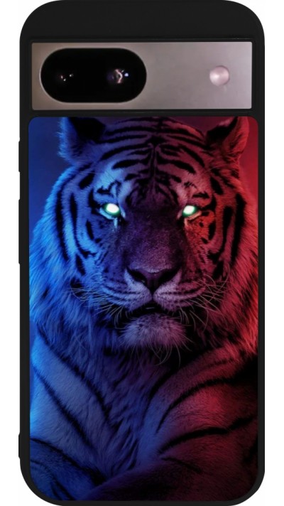 Google Pixel 8a Case Hülle - Silikon schwarz Tiger Blue Red