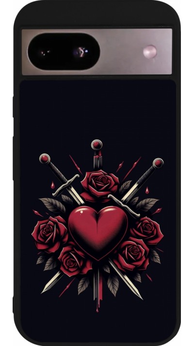 Google Pixel 8a Case Hülle - Silikon schwarz Valentine 2024 gothic love