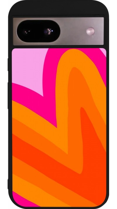 Google Pixel 8a Case Hülle - Silikon schwarz Valentine 2024 heart gradient