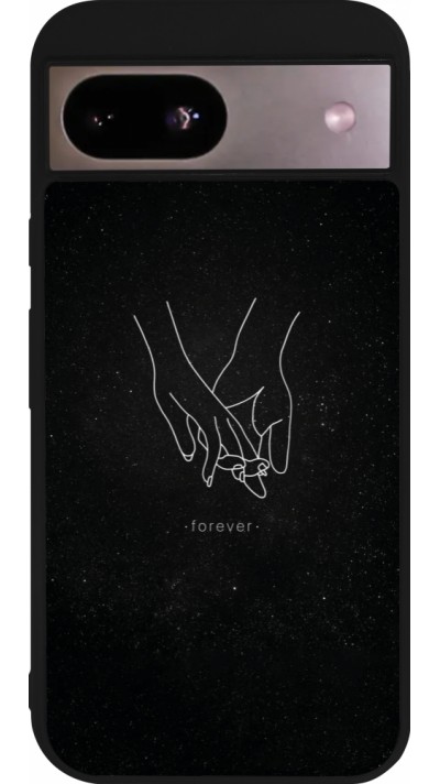 Google Pixel 8a Case Hülle - Silikon schwarz Valentine 2023 hands forever