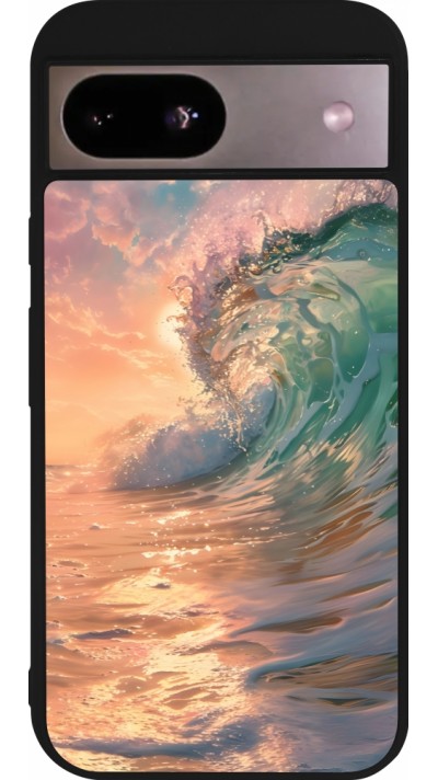 Google Pixel 8a Case Hülle - Silikon schwarz Wave Sunset