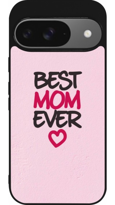 Coque Google Pixel 9 / Pixel 9 Pro - Silicone rigide noir Mom 2023 best Mom ever pink