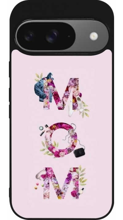 Coque Google Pixel 9 / Pixel 9 Pro - Silicone rigide noir Mom 2024 girly mom