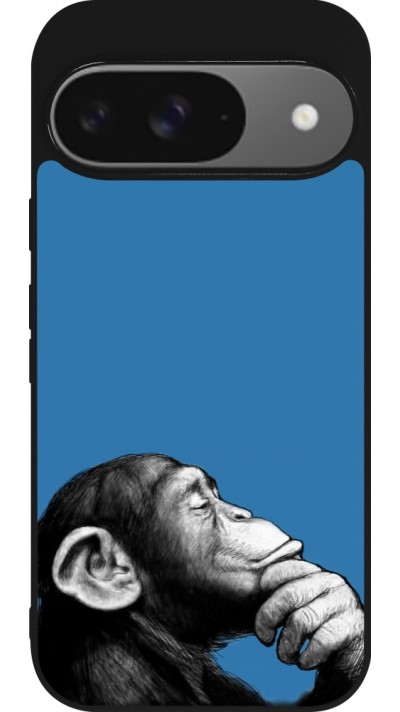 Coque Google Pixel 9 / Pixel 9 Pro - Silicone rigide noir Monkey Pop Art