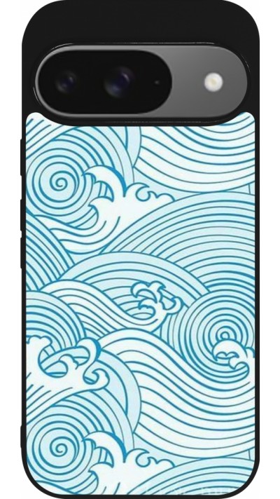 Coque Google Pixel 9 / Pixel 9 Pro - Silicone rigide noir Ocean Waves