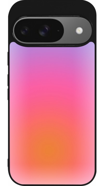 Coque Google Pixel 9 / Pixel 9 Pro - Silicone rigide noir Orange Pink Blue Gradient