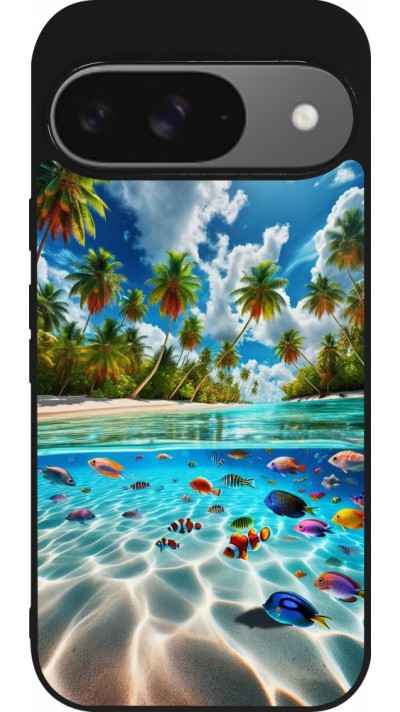 Google Pixel 9 / Pixel 9 Pro Case Hülle - Silikon schwarz Strandparadies