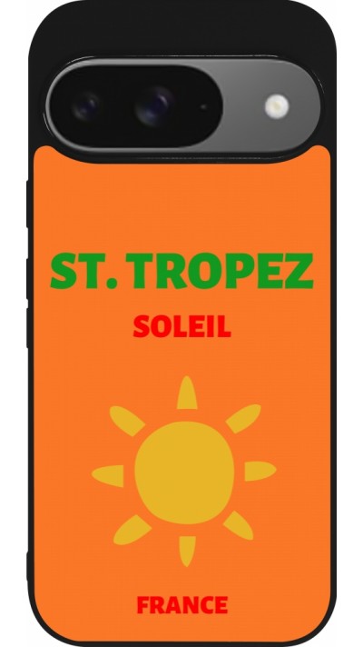 Coque Google Pixel 9 / Pixel 9 Pro - Silicone rigide noir Pop Summer Destination St-Tropez