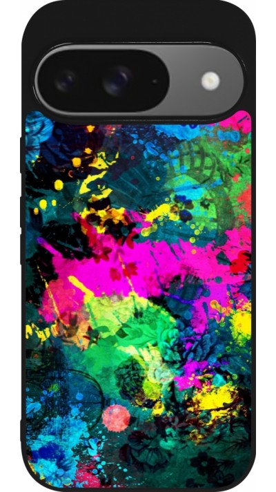 Coque Google Pixel 9 / Pixel 9 Pro - Silicone rigide noir Splash paint