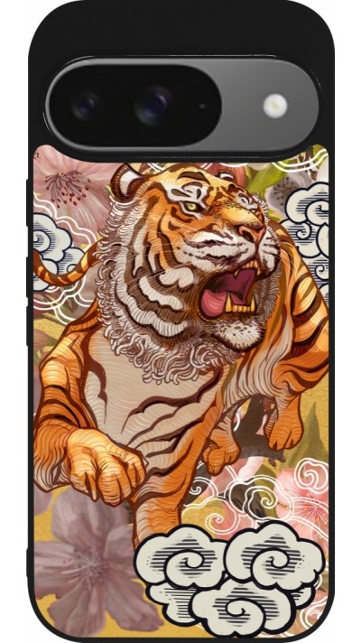 Coque Google Pixel 9 / Pixel 9 Pro - Silicone rigide noir Spring 23 japanese tiger