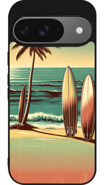 Google Pixel 9 / Pixel 9 Pro Case Hülle - Silikon schwarz Surf Paradise