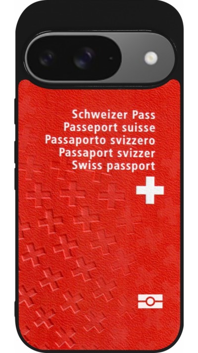 Google Pixel 9 / Pixel 9 Pro Case Hülle - Silikon schwarz Swiss Passport