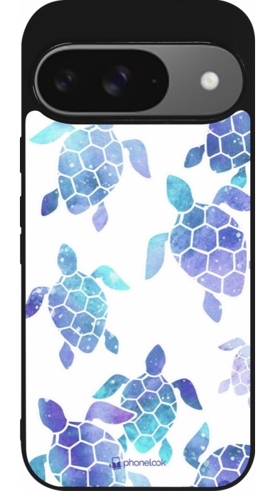 Google Pixel 9 / Pixel 9 Pro Case Hülle - Silikon schwarz Turtles pattern watercolor