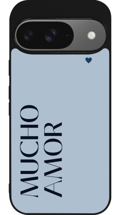 Google Pixel 9 / Pixel 9 Pro Case Hülle - Silikon schwarz Valentine 2024 mucho amor azul