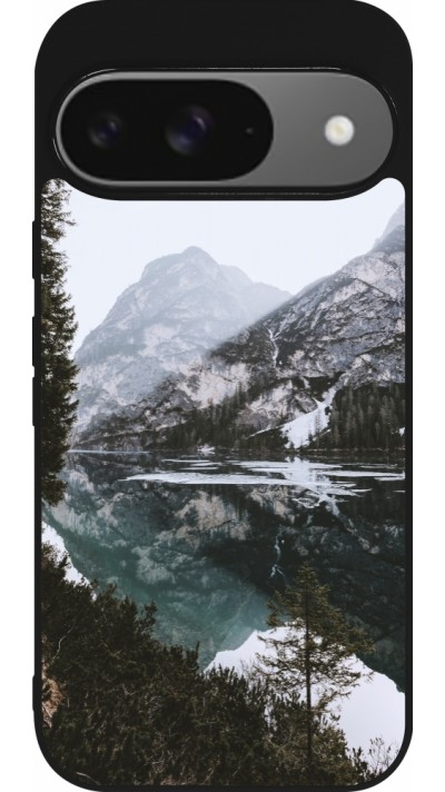 Google Pixel 9 / Pixel 9 Pro Case Hülle - Silikon schwarz Winter 22 snowy mountain and lake