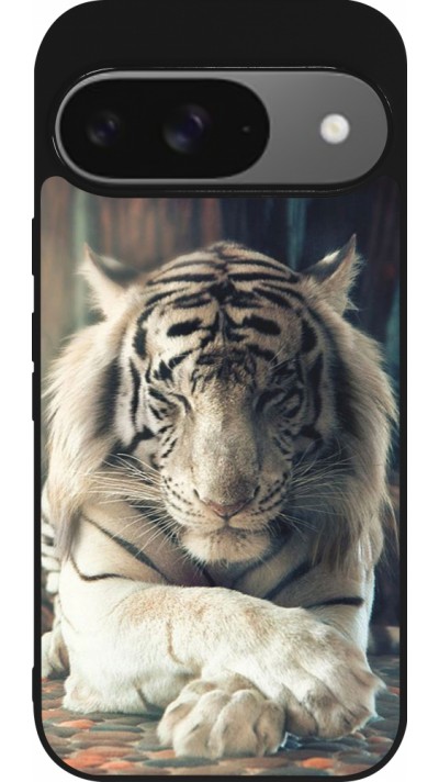 Google Pixel 9 / Pixel 9 Pro Case Hülle - Silikon schwarz Zen Tiger