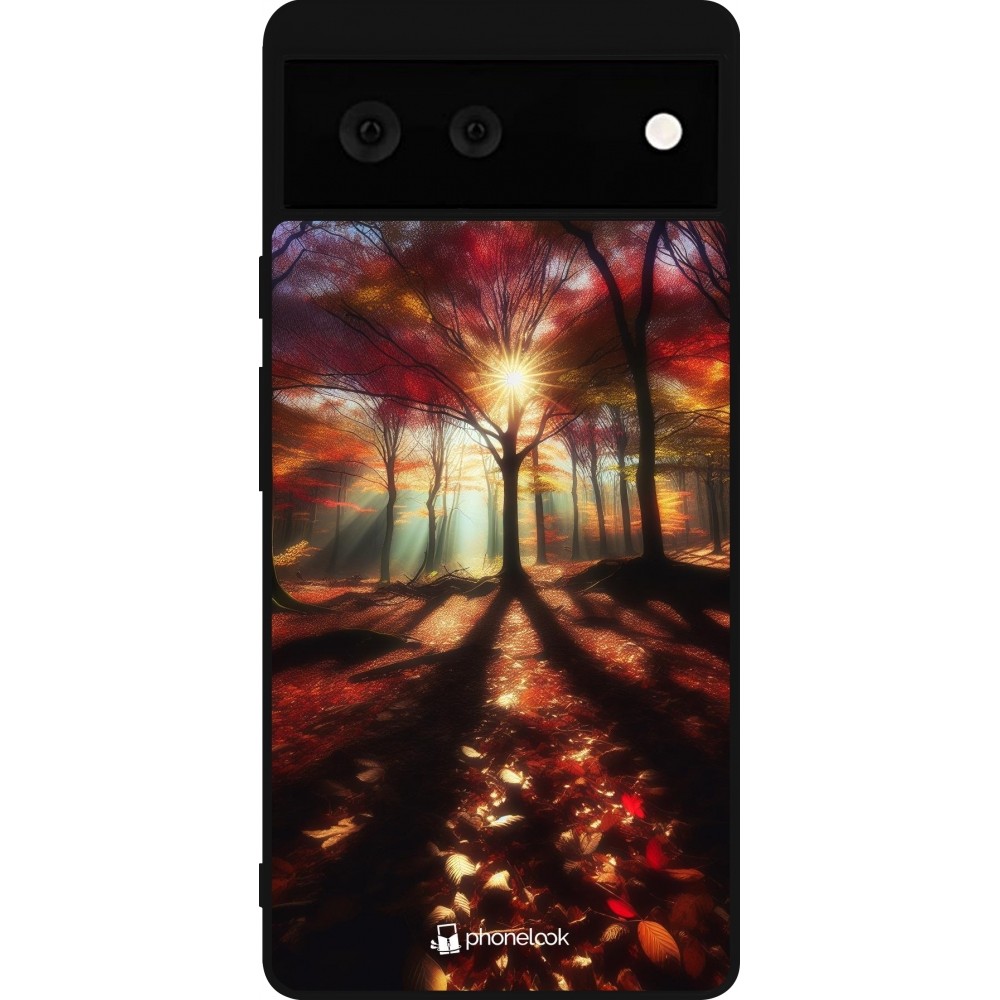 Google Pixel 6 Case Hülle - Silikon schwarz Herbstlicher goldener Glanz