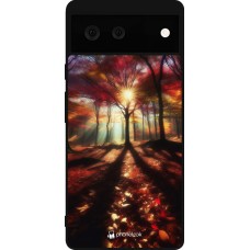 Google Pixel 6 Case Hülle - Silikon schwarz Herbstlicher goldener Glanz