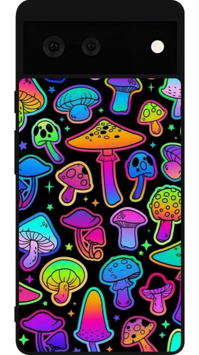 Coque Google Pixel 6 - Silicone rigide noir Autumn 2024 magic mushrooms