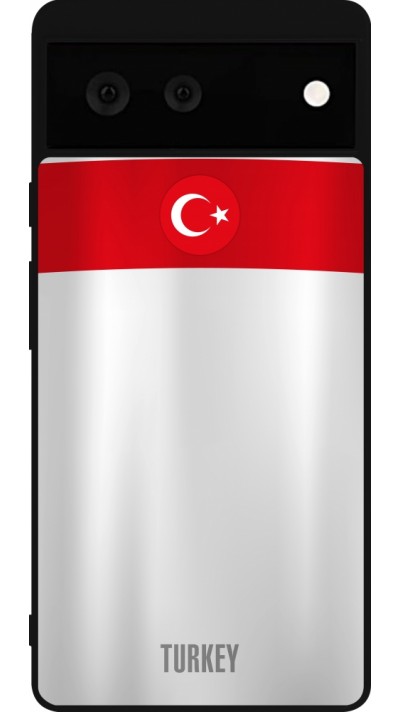 Google Pixel 6 Case Hülle - Silikon schwarz Türkei personalisierbares Fussballtrikot