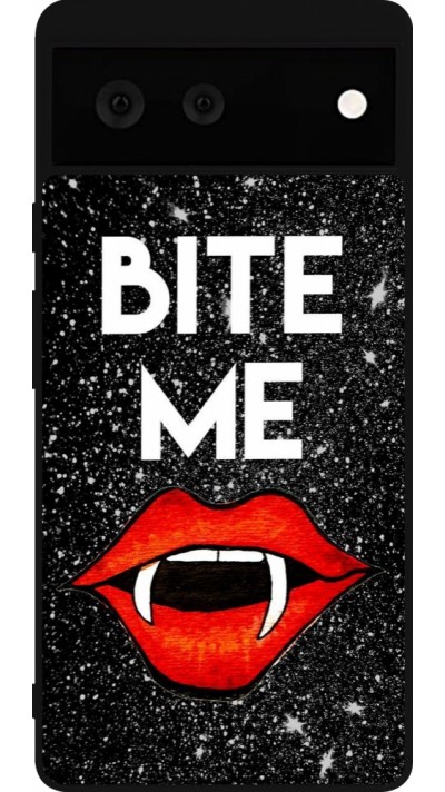 Coque Google Pixel 6 - Silicone rigide noir Halloween 2024 bite me