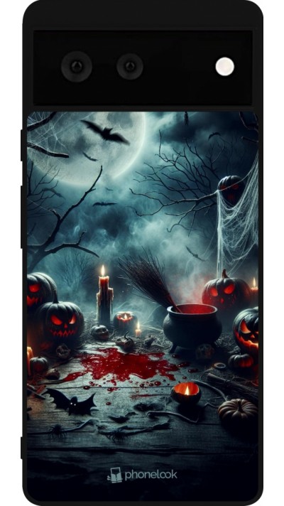 Coque Google Pixel 6 - Silicone rigide noir Halloween 2024 Dark Moon