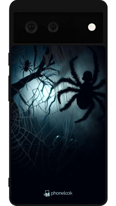 Coque Google Pixel 6 - Silicone rigide noir Halloween 2024 Dark Spider