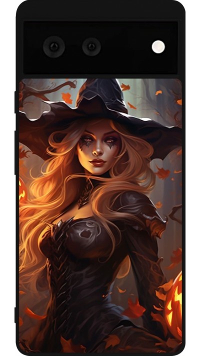 Coque Google Pixel 6 - Silicone rigide noir Halloween 2024 sexy witch