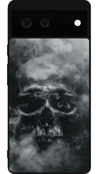 Coque Google Pixel 6 - Silicone rigide noir Halloween 2024 smoky skull