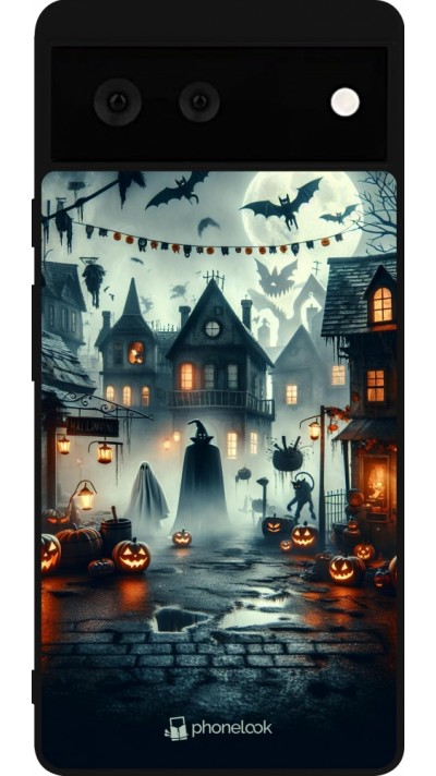 Coque Google Pixel 6 - Silicone rigide noir Halloween Spookville