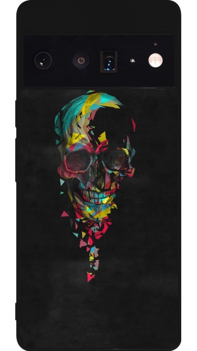 Google Pixel 6 Pro Case Hülle - Silikon schwarz Halloween 22 colored skull