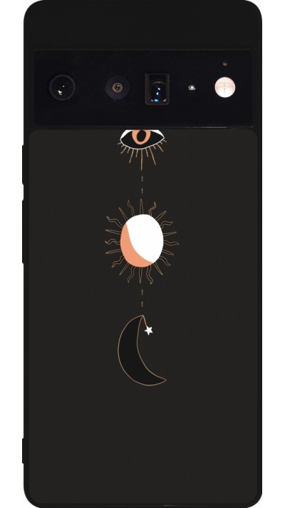 Google Pixel 6 Pro Case Hülle - Silikon schwarz Halloween 22 eye sun moon