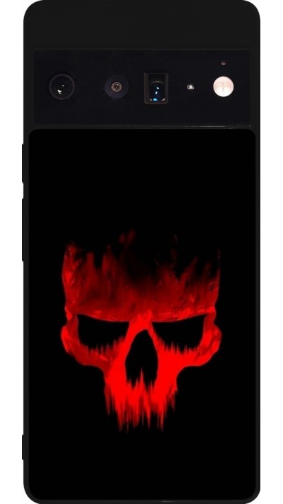 Google Pixel 6 Pro Case Hülle - Silikon schwarz Halloween 2023 scary skull