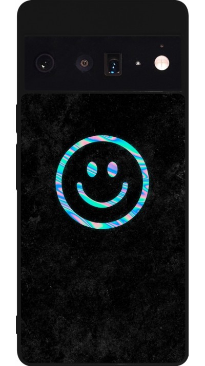 Google Pixel 6 Pro Case Hülle - Silikon schwarz Happy smiley irisirt