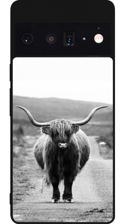 Google Pixel 6 Pro Case Hülle - Silikon schwarz Highland cattle