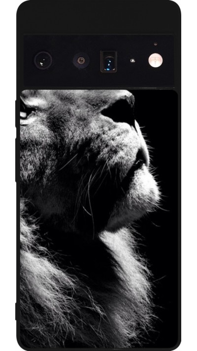 Google Pixel 6 Pro Case Hülle - Silikon schwarz Lion looking up