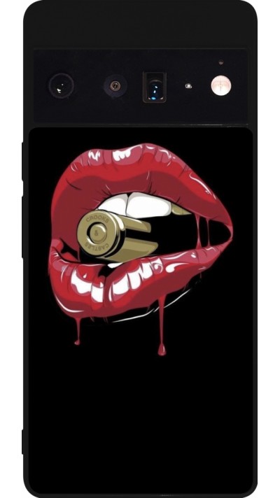 Google Pixel 6 Pro Case Hülle - Silikon schwarz Lips bullet