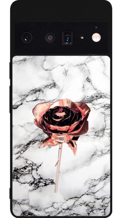 Google Pixel 6 Pro Case Hülle - Silikon schwarz Marble Rose Gold