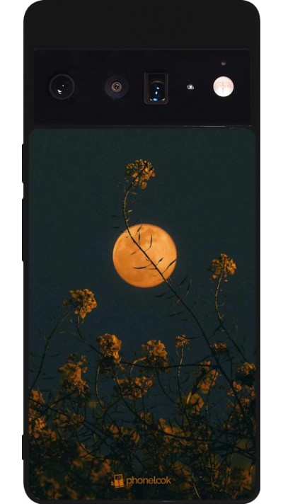 Google Pixel 6 Pro Case Hülle - Silikon schwarz Moon Flowers