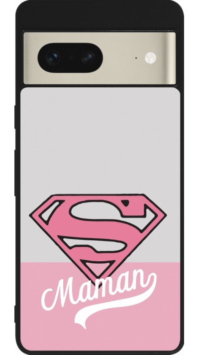 Google Pixel 7 Case Hülle - Silikon schwarz Mom 2024 Super hero maman
