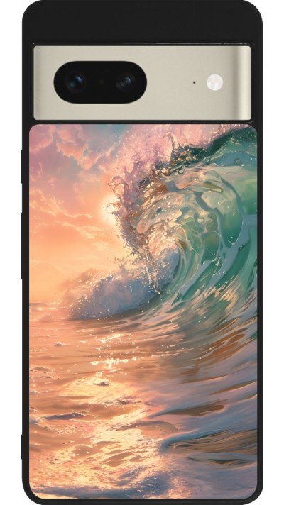 Google Pixel 7 Case Hülle - Silikon schwarz Wave Sunset
