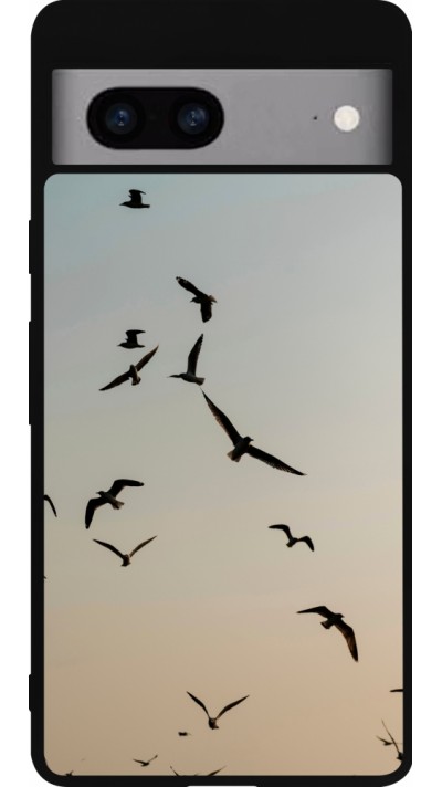 Google Pixel 7a Case Hülle - Silikon schwarz Autumn 22 flying birds shadow