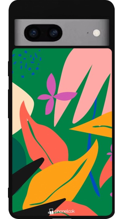 Google Pixel 7a Case Hülle - Silikon schwarz Abstract Jungle