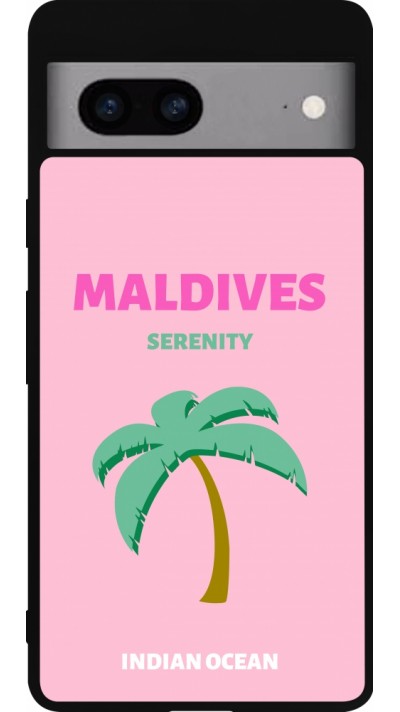 Coque Google Pixel 7a - Silicone rigide noir Pop Summer Destination Maldives