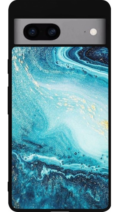 Google Pixel 7a Case Hülle - Silikon schwarz Sea Foam Blue