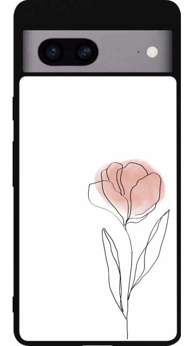 Google Pixel 7a Case Hülle - Silikon schwarz Spring 23 minimalist flower