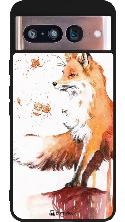 Google Pixel 8 Case Hülle - Silikon schwarz Autumn 21 Fox