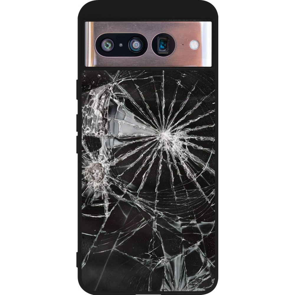 Google Pixel 8 Case Hülle - Silikon schwarz Broken Screen