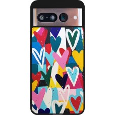 Google Pixel 8 Case Hülle - Silikon schwarz Joyful Hearts